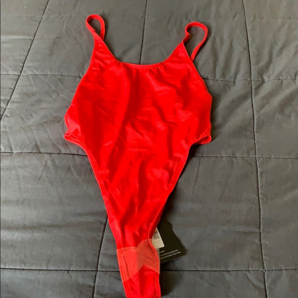 Red minimal basic swimsuit